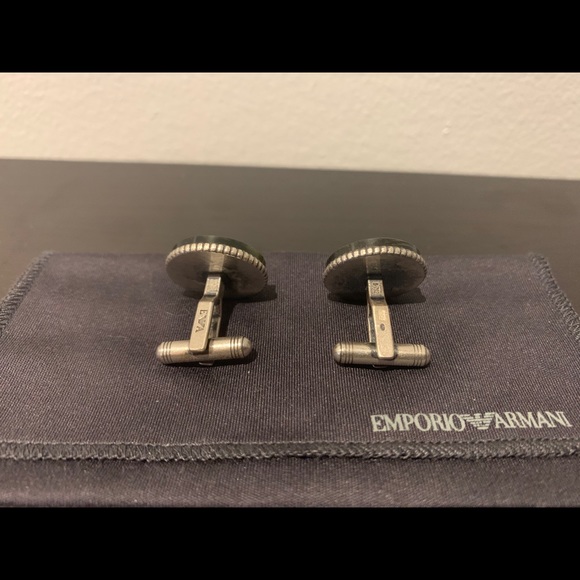 Armani silver/jade cuff links - Picture 3 of 4